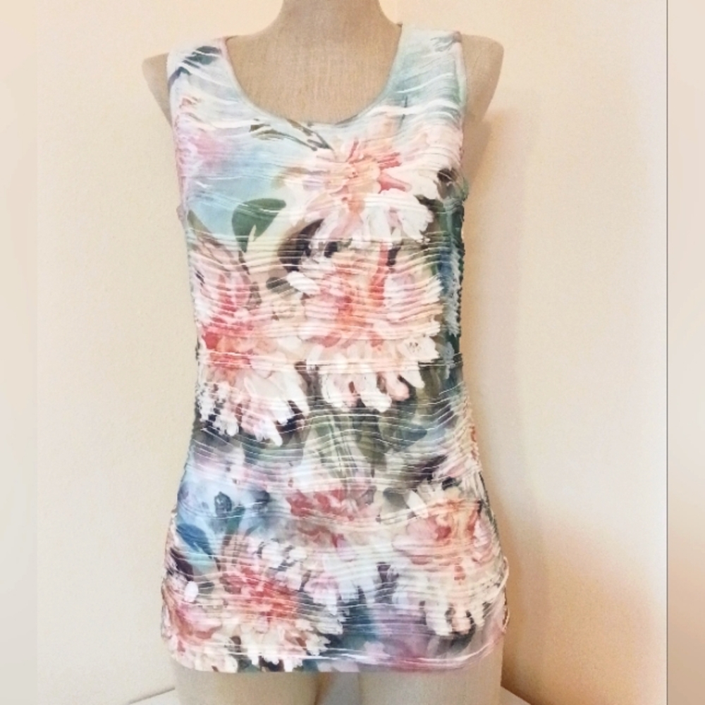 Dressbarn Textile Floral Sleeveless Top Sz S